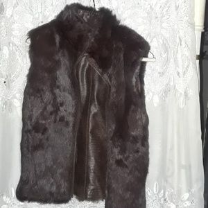 Fur and leather reversible vest